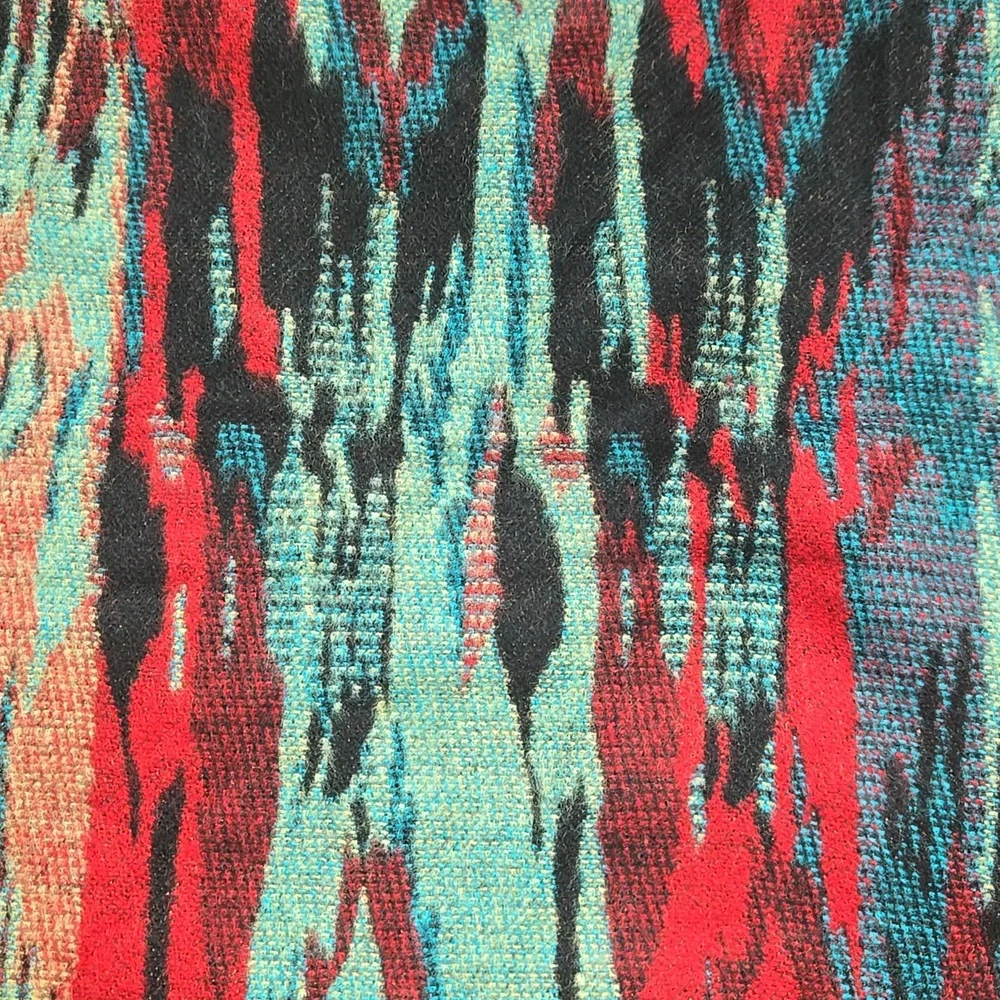 100% Cashmere Waterfall Drape Vest Multicolor Abstract Print Western Heritage - Picture 8 of 8